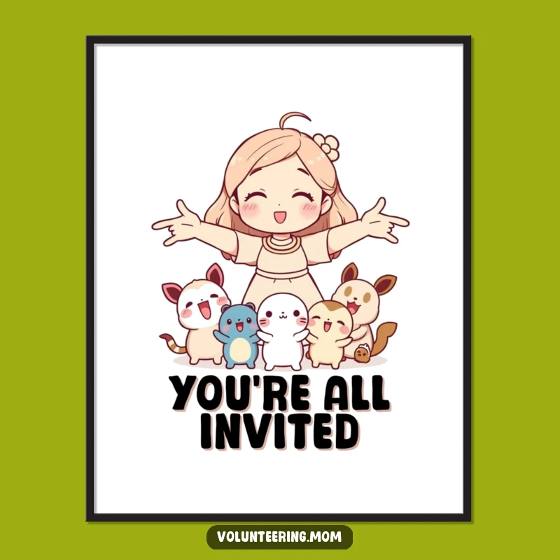Funny Mom Creature Poster: Welcoming mom with animals, humorous wall art and a thoughtful gift.