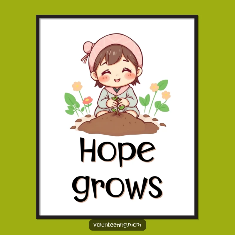 Funny Mom Planting Seed Poster - Hopeful Art Print for Home Decor