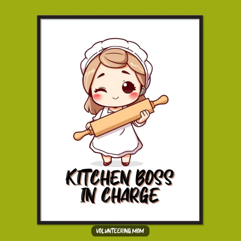 Funny Winking Mom Rolling Pin Poster: Hilarious Kitchen Art Gift!