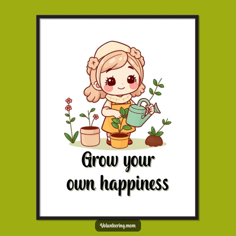 Funny Kawaii Mom Gardening Poster Vibrant Funny Gift for Plant Lovers' Walls