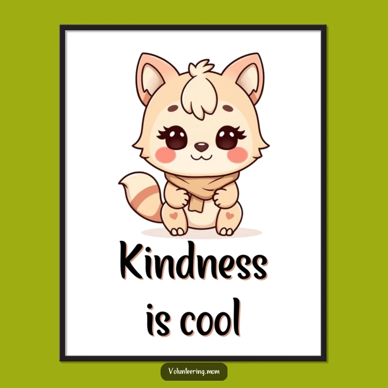 Funny Kawaii Mom Helping Animal Poster - Determined Helper Art Gift