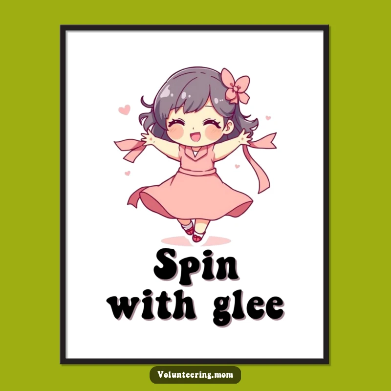 Funny Wall Art: Playful Mom Ribbon Spin Poster, Gift Idea