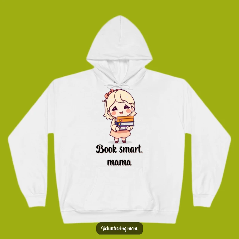 Cozy Funny Hoodie: Bookish Mom with Stack, Warm Reader Gift