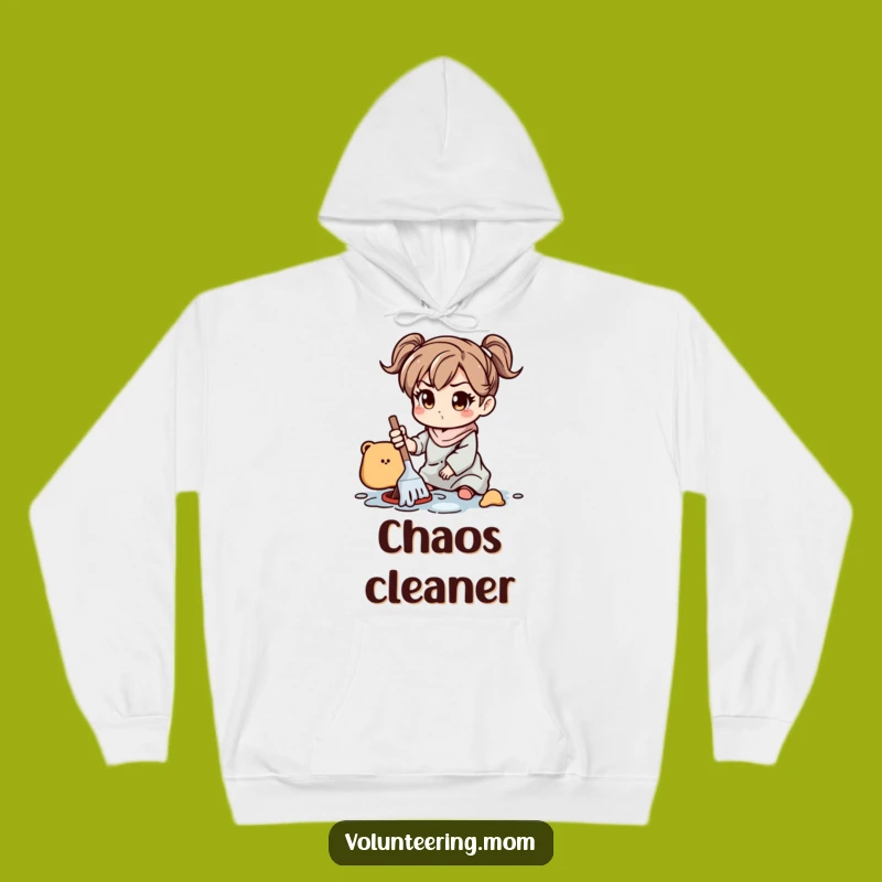 Funny Mom Hoodie: Cozy sweatshirt with a determined mom cleaning, a practical funny gift.