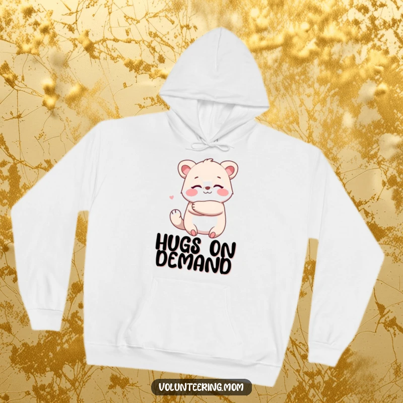 Funny Kawaii animal mom hoodie designed to look like a warm, embracing hug, offering maximum coziness.
