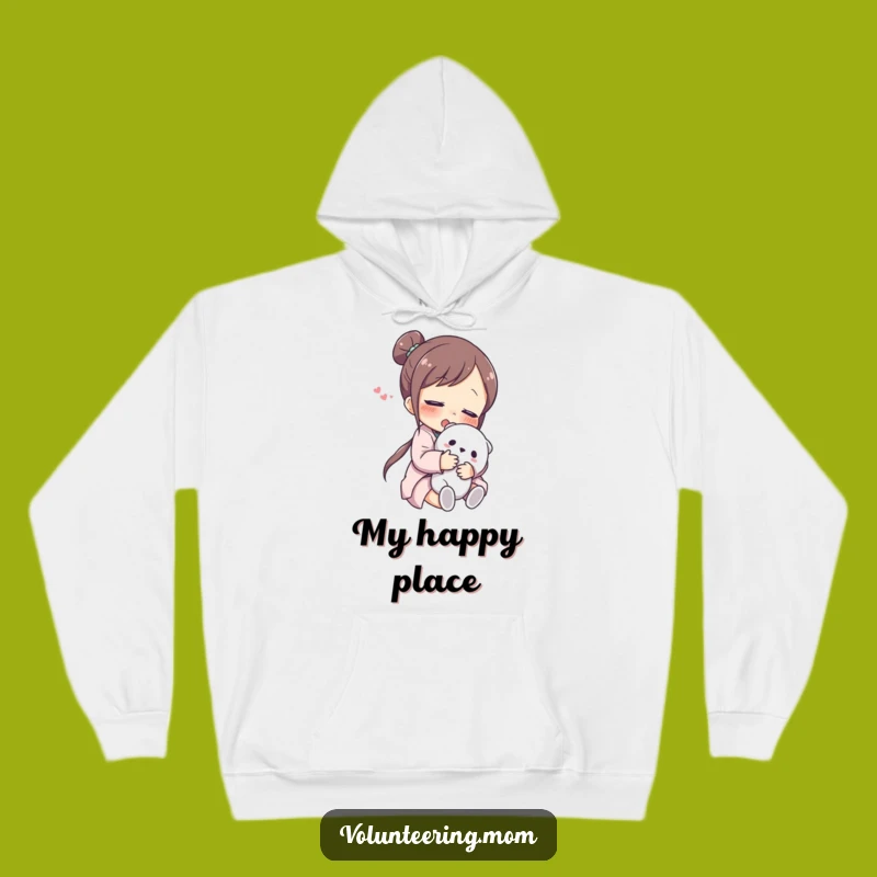 Funny Mom Hoodie: Cozy sweatshirt with a relieved mom hugging a toy, a perfect funny gift.