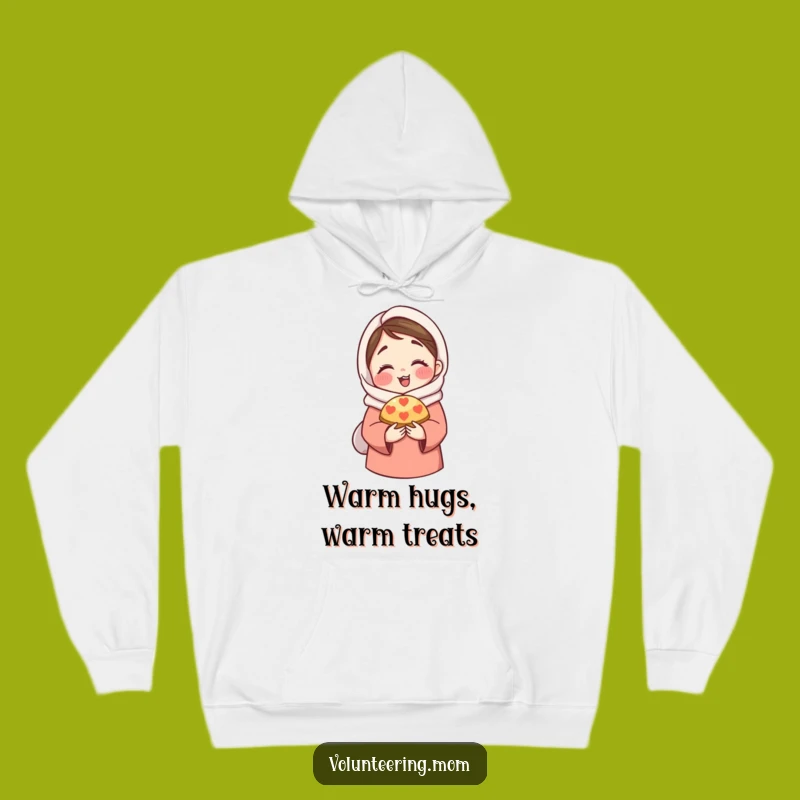 Funny Mom Hoodie: Cozy sweatshirt with mom sharing pastry, a comforting funny gift.