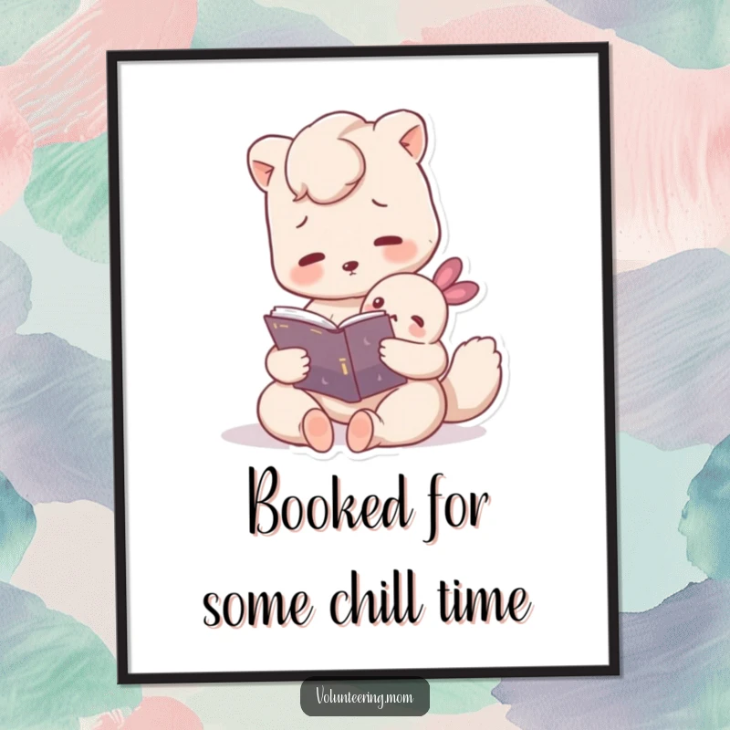 Funny Free Printable Wall Art: A loving Mom animal reading a book to a small creature, evoking warmth and comfort.