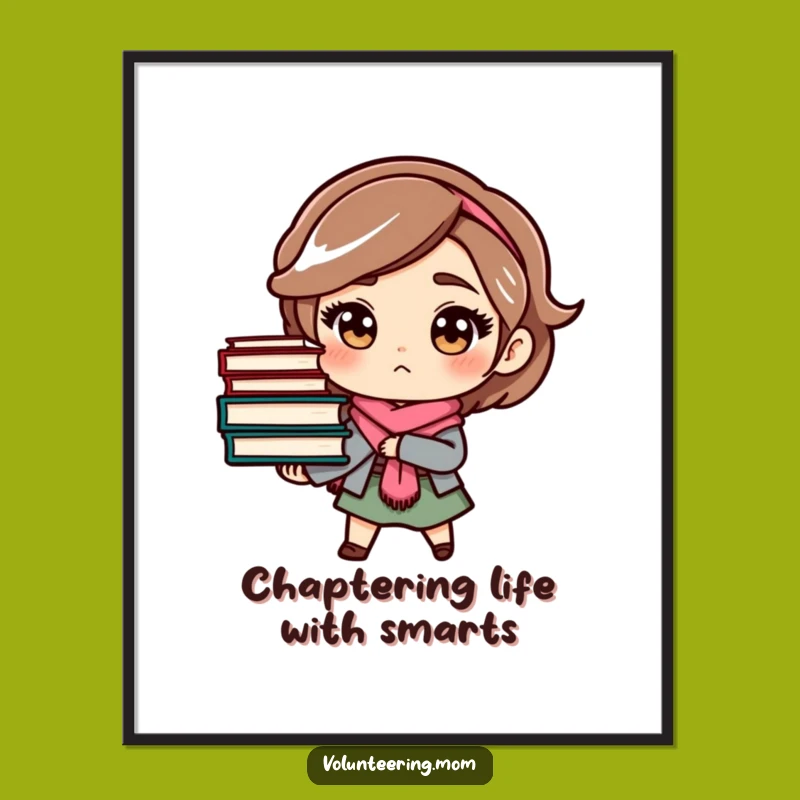 Free Printable Wall Art: Determined Mom, Book Stack, Inspiring Downloadable Decor