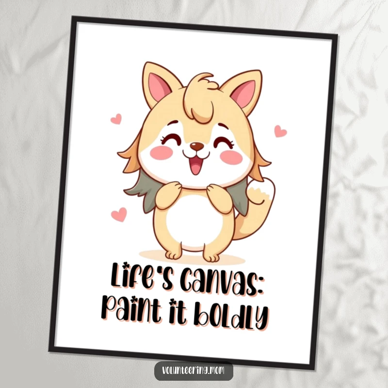 Funny Free Printable Wall Art: A Mom animal enthusiastically paints a colorful picture, inspiring artistic expression.