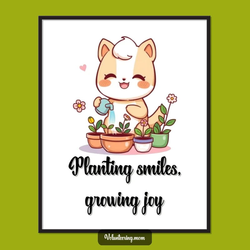 Free Printable Wall Art: Happy Kawaii Mom Plant Lover Downloadable Decor