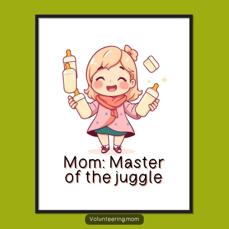 Free Printable Wall Art: Juggling Mom's Daily Hustle, Funny Parenting Decor