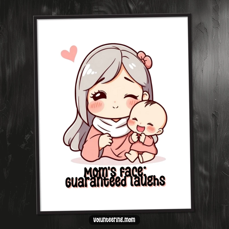 Funny Free Printable Wall Art: A mom's exaggerated funny face, eyes wide and tongue out, designed to make anyone laugh.