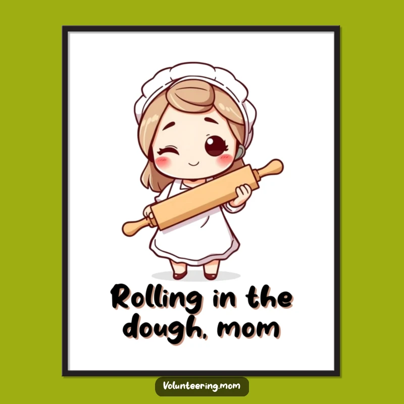 Free Printable Wall Art: Winking Mom with Rolling Pin, Funny Kitchen Decor
