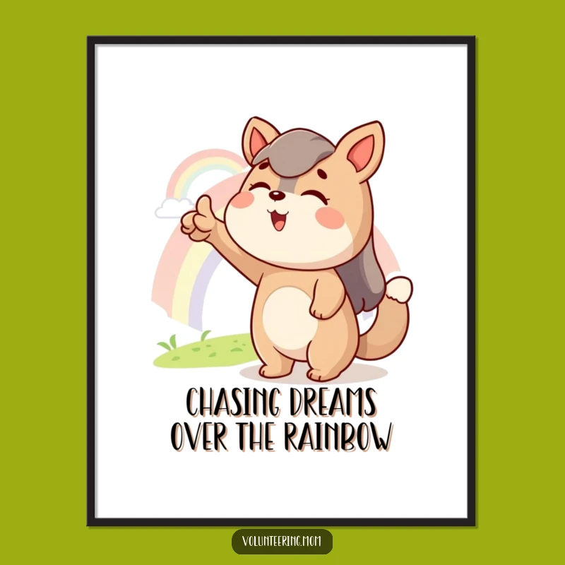 Funny Free Printable Wall Art: Mom Animal Pointing at Rainbow Downloadable Decor