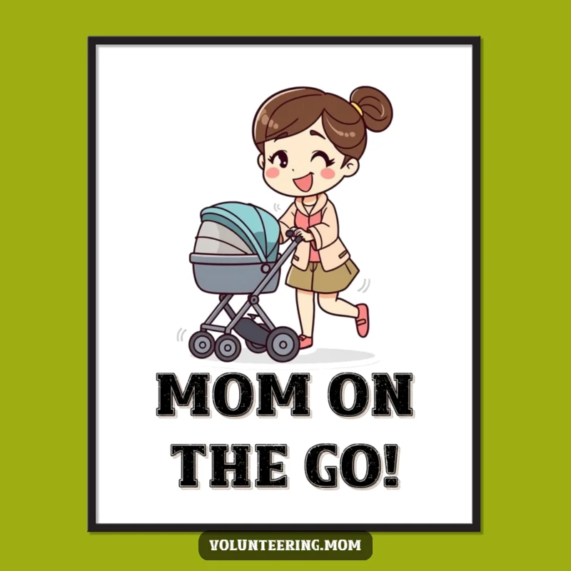 Funny Free Printable Wall Art: Mom Stroller Power Downloadable Home Decor