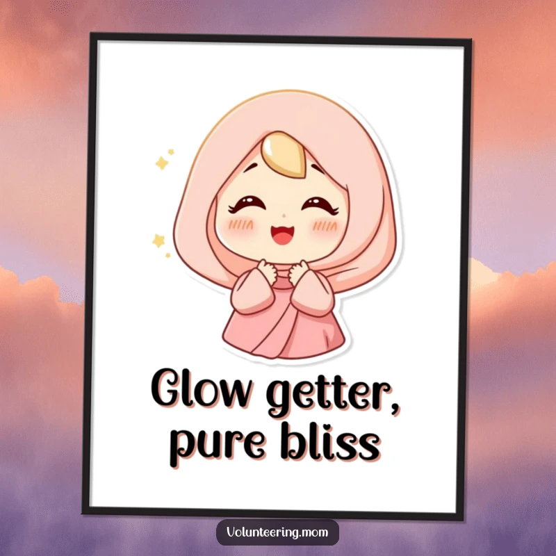 Funny Free Printable Wall Art: Mom in soft, ethereal light, exhaling a happy sigh, creating peaceful decor.