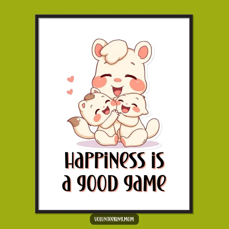 Funny Free Printable Wall Art: Laughing Mom and Child Animal Downloadable Decor