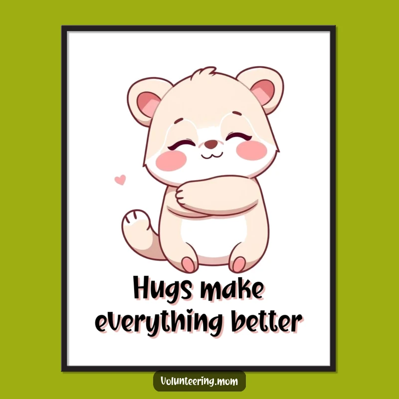 Free Printable Kawaii Mom Hug Art: Warm Embrace Downloadable Wall Decor