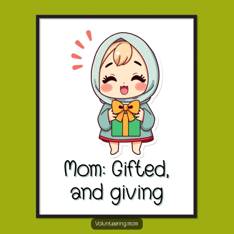 Free Printable Kawaii Mom Wall Art: Excited Gift Downloadable Decor