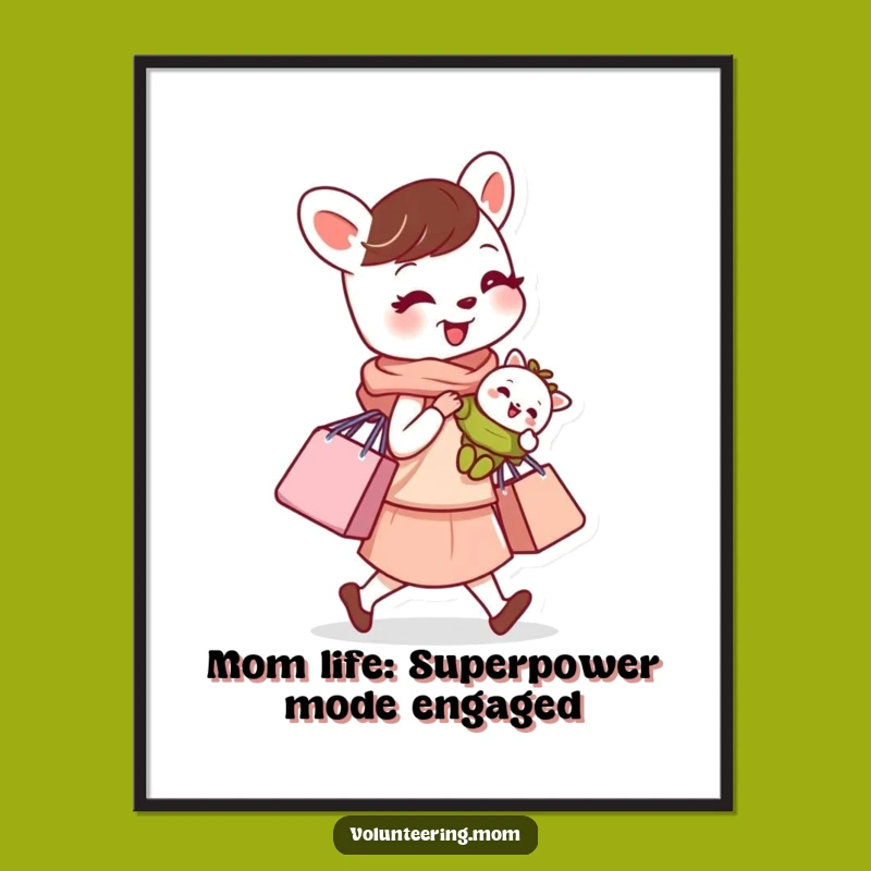 Free Printable Wall Art: Busy Mom Animal Funny Decor, Downloadable Art for Kitchen or Nursery