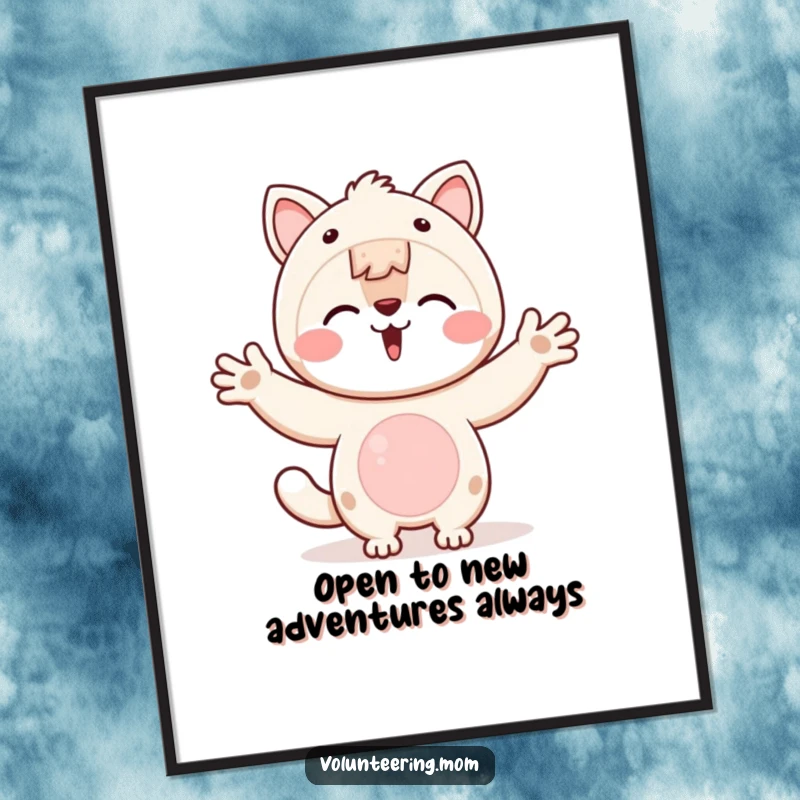 Funny Free Printable Kawaii Mom Wall Art: Kawaii mom animal character with open arms, inviting connection and warmth.