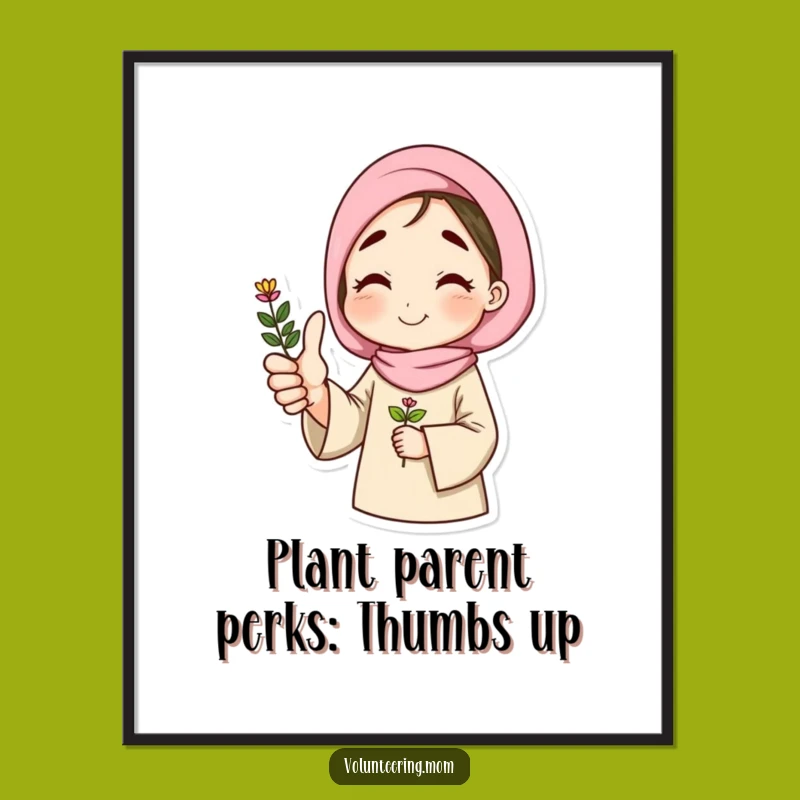 Free Printable Funny Wall Art: Thumbs Up Plant Mom, Hilarious Downloadable Decor