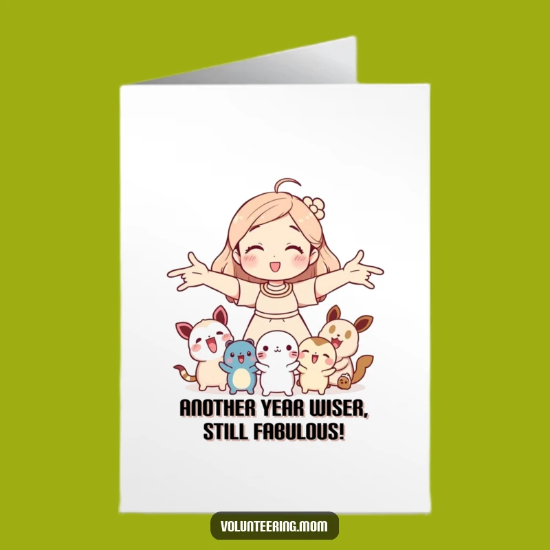 Free Printable Birthday Card: Funny Mom Welcoming Creatures, Downloadable Gift