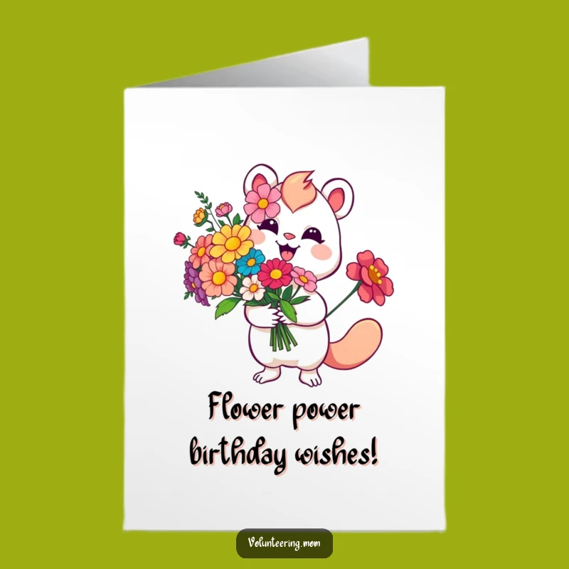 Free Printable Birthday Card: Whimsical Flower Gift, Cheerful Greeting, Downloadable!