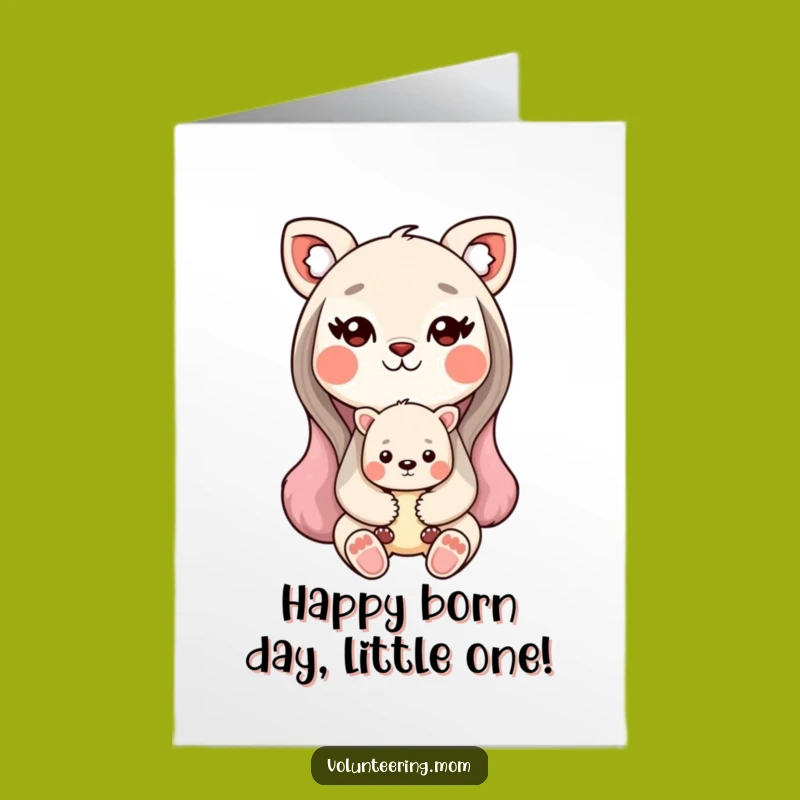 Free Printable Kawaii Mom Animal Birthday Card: Sweet Baby Love Downloadable Greeting