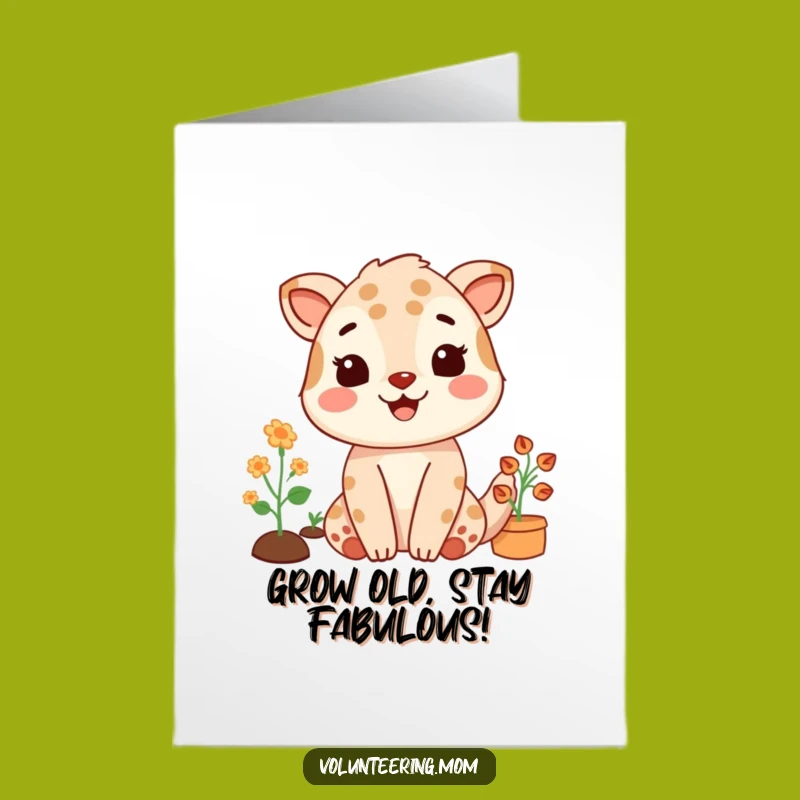 Free Printable Birthday Card: Happy Gardening Mom Animal Funny DIY Gift, Downloadable Card
