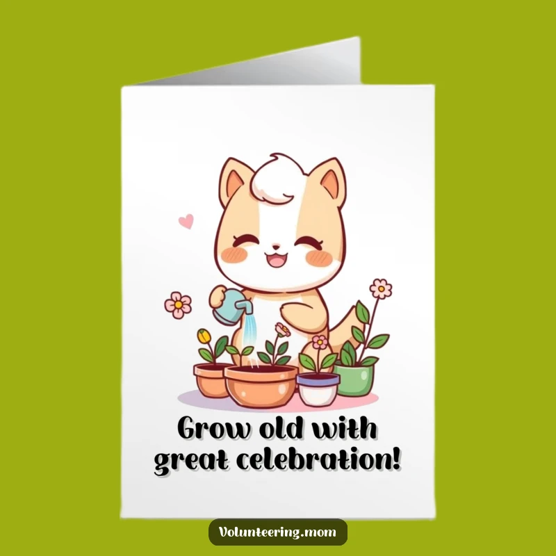 Free Printable Birthday Card: Happy Kawaii Mom Plant Lover Downloadable Gift