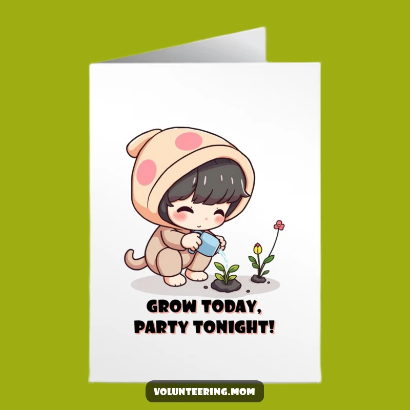 Free Printable Birthday Card: Magical Plant Growth, Playful Wishes, Downloadable!