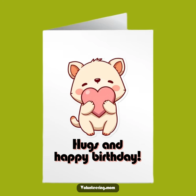 Free Printable Birthday Card: Heartfelt Hugs, Adorable Animal Embrace, Downloadable!
