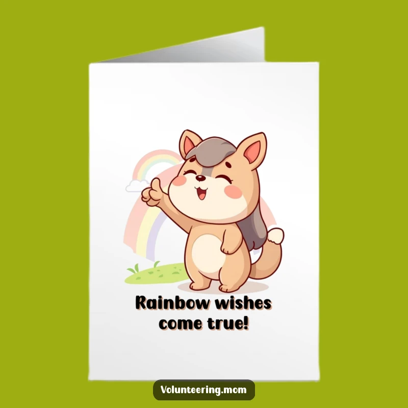 Free Printable Birthday Card: Mom Animal Pointing at Rainbow Funny Downloadable Gift