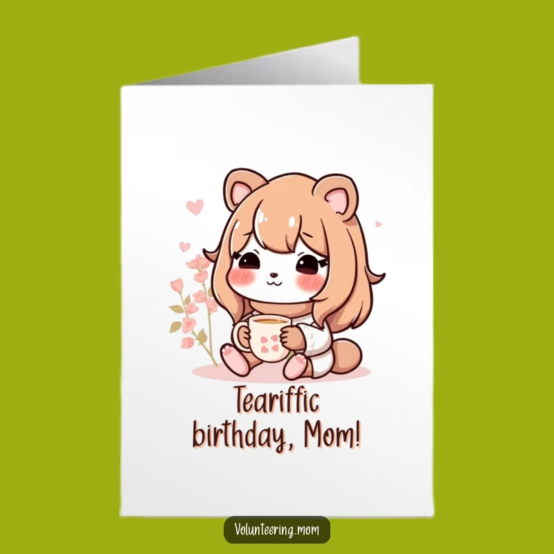 Free Printable Birthday Card: Funny Mom Animal Tea Lover, Relaxing Gift