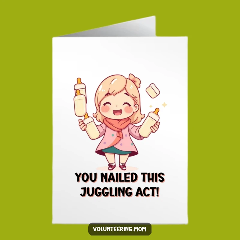 Free Printable Congrats Card: Juggling Mom's Triumph, Effortless Celebration Downloadable Gift