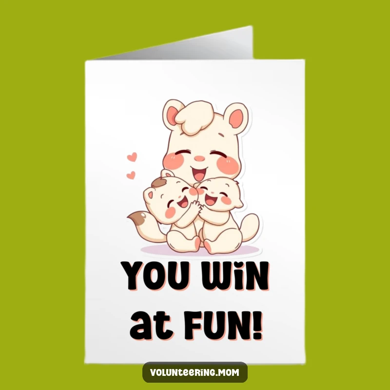 Free Printable Congrats Card: Laughing Mom and Child Animal Funny Downloadable