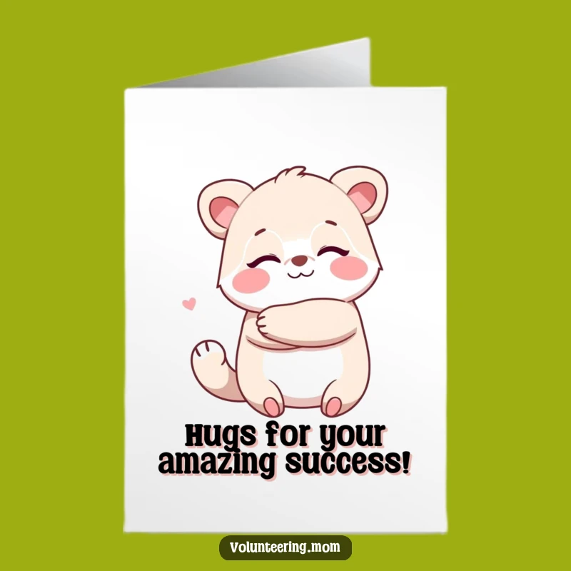 Free Printable Kawaii Mom Hug Congrats Card: Warm Embrace Downloadable
