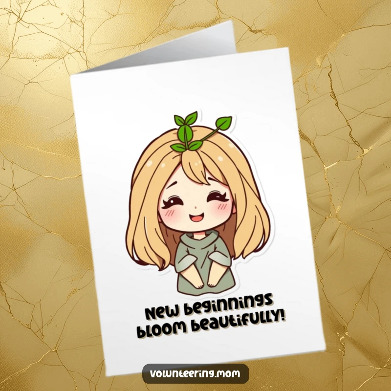 Funny Free Printable Congratulations Card: Mom with hair sprout, symbolizing growth and success for any achievement.