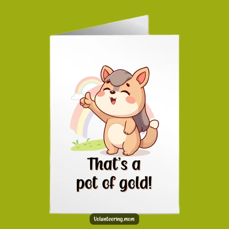 Free Printable Congrats Card: Mom Animal Pointing at Rainbow Funny Downloadable