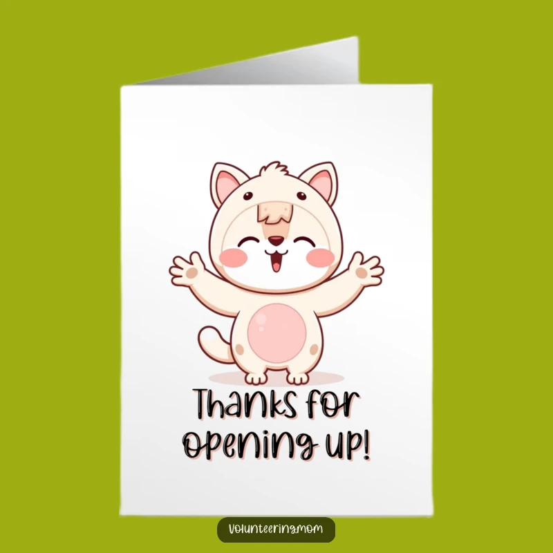 Free Printable Kawaii Mom Welcome Thank You Card: Open Arms Downloadable