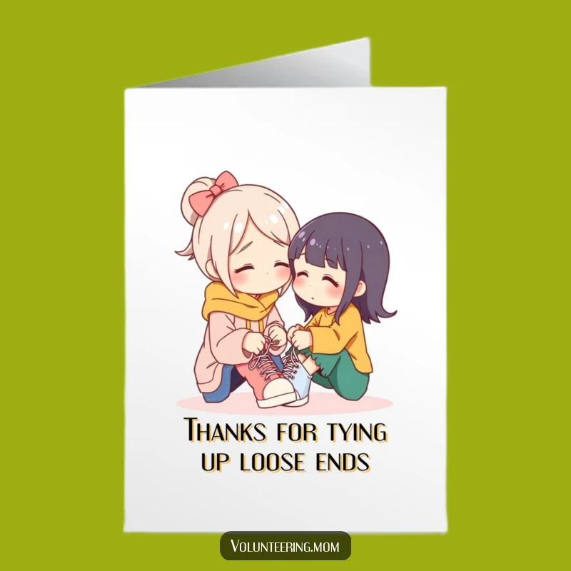 Free Printable Thank You Card: Caring Mom Tying Shoes, Loving Downloadable Gift