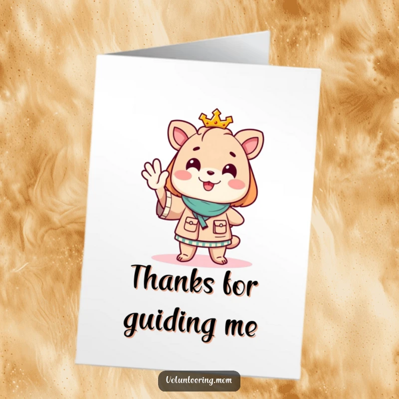 Funny free printable thank you card of a mom animal cheerfully directing traffic, a symbol of guidance.