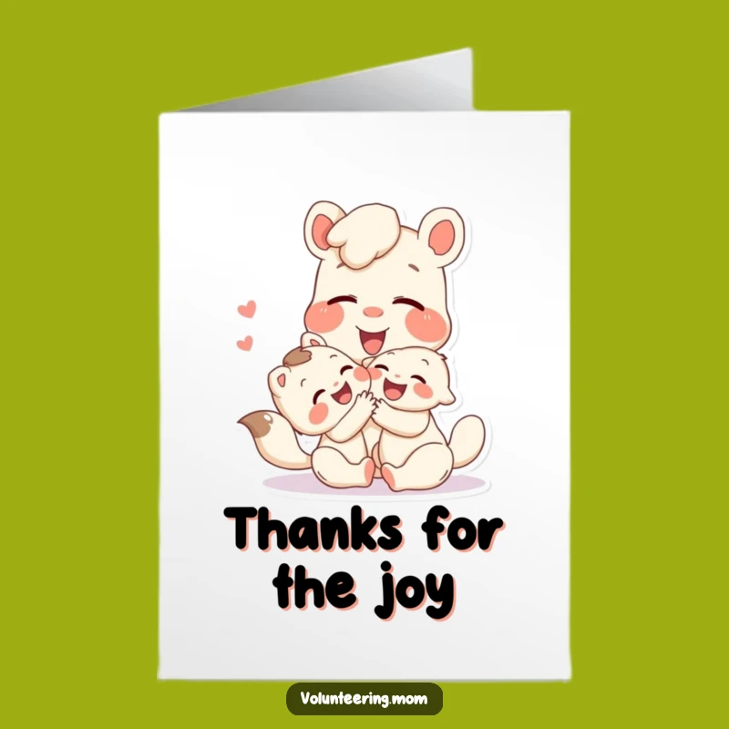 Free Printable Thank You Card: Laughing Mom and Child Animal Funny Downloadable