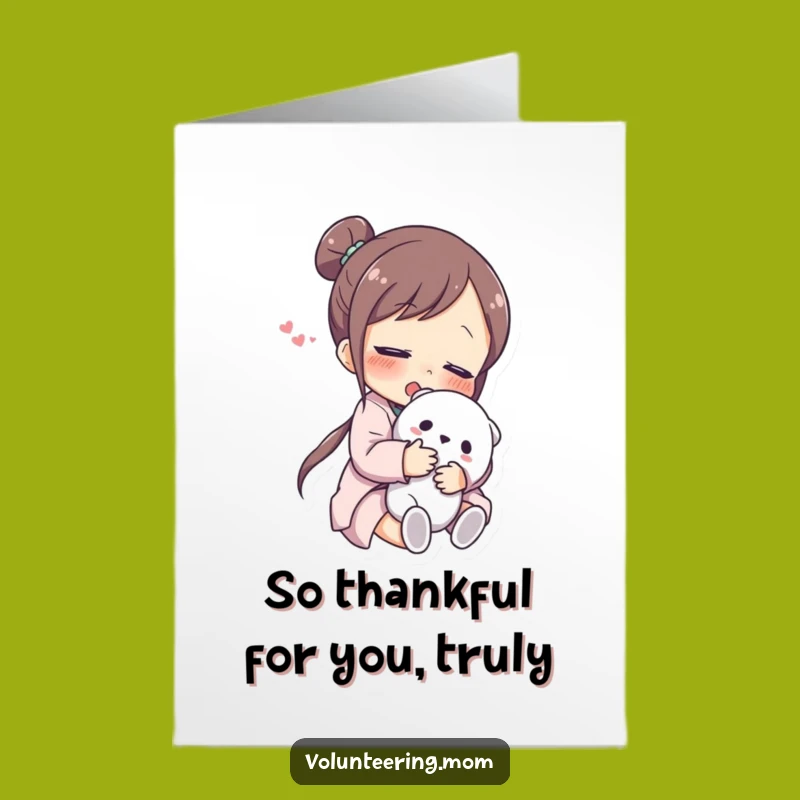 Free Printable Thank You Card: Relieved Mom Toy Hug Funny Downloadable