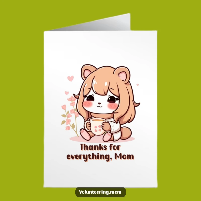 Free Printable Thank You Card: Sweet Mom Animal Tea Appreciation