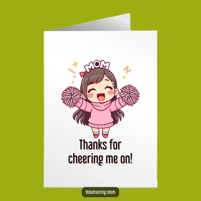 Free Printable Thank You Card: Cheerful Mom Pom-Poms, Enthusiastic Gratitude Downloadable