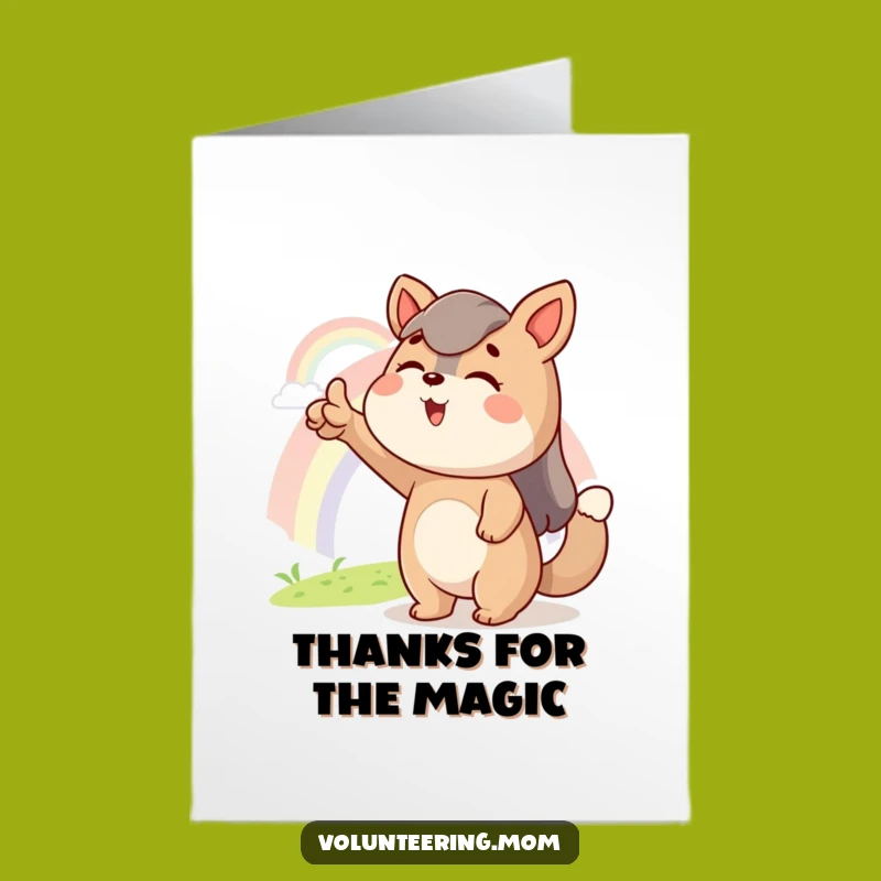 Free Printable Thank You Card: Mom Animal Pointing at Rainbow Funny Downloadable