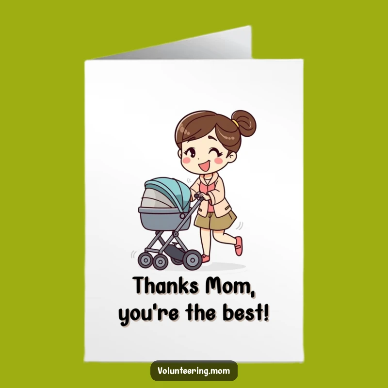 Free Printable Thank You Card: Mom Pushing Stroller Funny Downloadable Gift